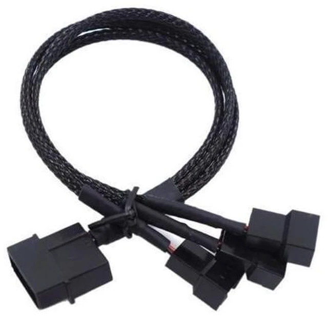 Alt view image 11 of 12 - 27cm Molex To 3 Way 3Pin/4Pin Fan Adapter for Computer Case Fan / CPU Fan / Mining Cooling Fans black