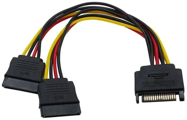 Alt view image 6 of 8 - 15Pin SATA Male To 2 15Pin Female Power Cable For HDD hard disk Drive HDD Splitter Connector 1 To 2 Extension Cable