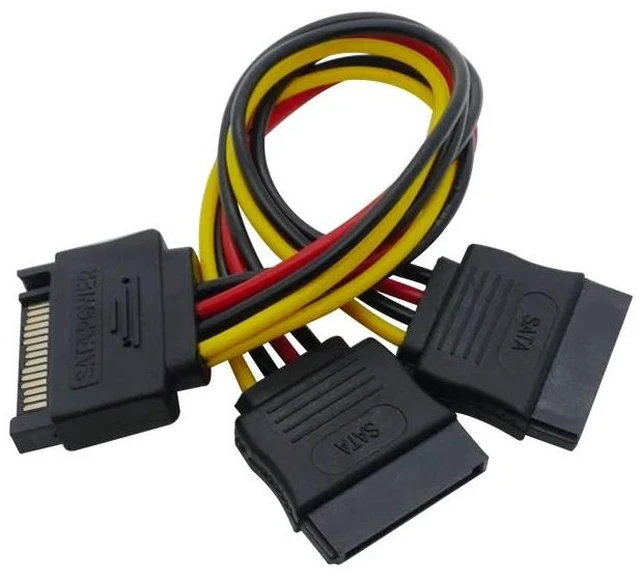 Alt view image 7 of 8 - 15Pin SATA Male To 2 15Pin Female Power Cable For HDD hard disk Drive HDD Splitter Connector 1 To 2 Extension Cable