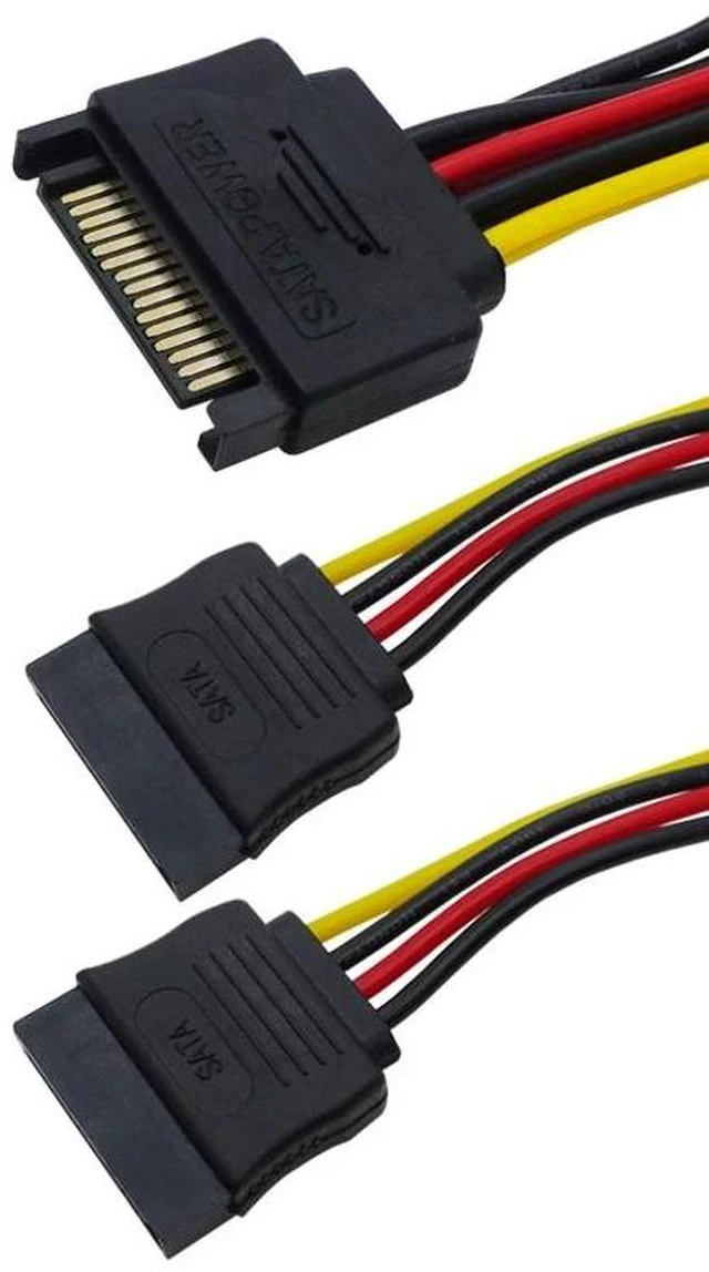 Alt view image 8 of 8 - 15Pin SATA Male To 2 15Pin Female Power Cable For HDD hard disk Drive HDD Splitter Connector 1 To 2 Extension Cable