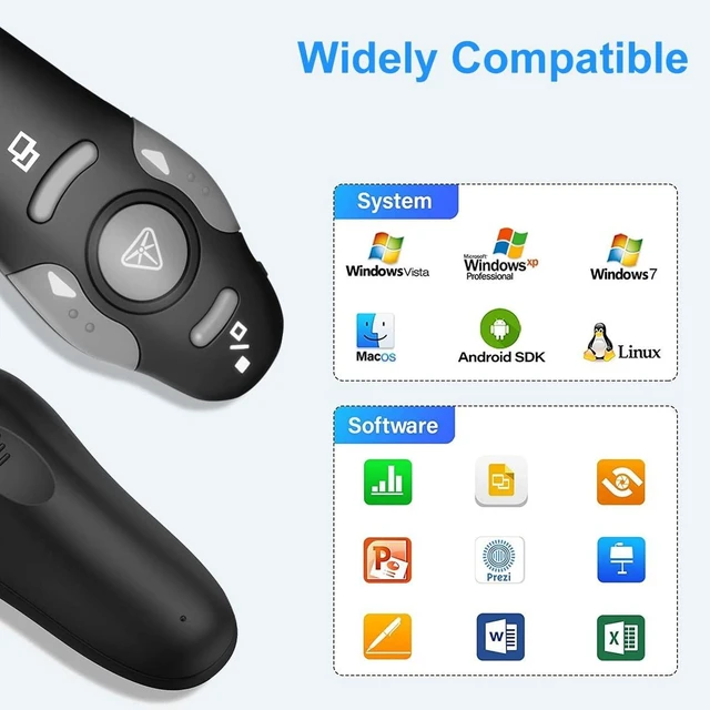 Alt view image 12 of 14 - Wireless Presentation Clicker for PowerPoint Presentations, USB Dongle Presenter Remote with Laser Pointer Slide Clickers for Mac/Windows/Linux, Computer/Laptop, Google Slide/PPT/Keynote