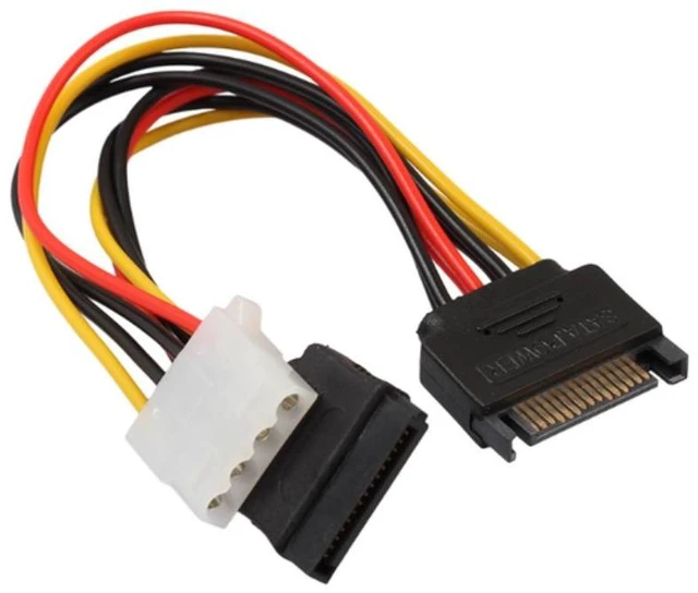 Alt view image 4 of 6 - Graphics Card Power Adapter Cable Dual SATA 15Pin Revolution 15Pin Female+4Pin Computer Power Graphics Power Supply Line