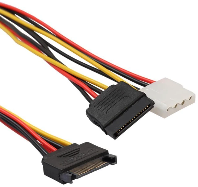 Alt view image 5 of 6 - Graphics Card Power Adapter Cable Dual SATA 15Pin Revolution 15Pin Female+4Pin Computer Power Graphics Power Supply Line