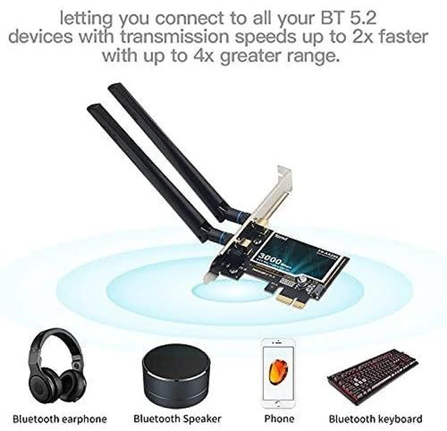 Alt view image 11 of 14 - AX3000 WiFi 6 PCIe Card WiFi6 AX200 Desktop PCI-E Wireless Adapter WPA3, Bluetooth 5.2,Dual Band 3000Mbps WiFi 802.11ax PCIE-AX3000 Network Card MU-MIMO Gigabit WLAN for PC Windows 10,11 64 bit