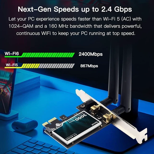 Alt view image 12 of 14 - AX3000 WiFi 6 PCIe Card WiFi6 AX200 Desktop PCI-E Wireless Adapter WPA3, Bluetooth 5.2,Dual Band 3000Mbps WiFi 802.11ax PCIE-AX3000 Network Card MU-MIMO Gigabit WLAN for PC Windows 10,11 64 bit