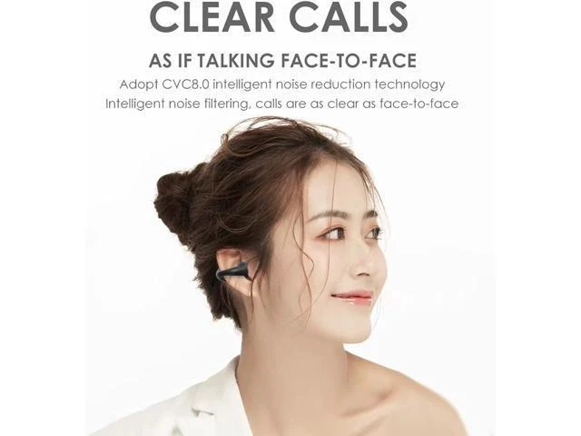 Alt view image 14 of 14 - Loluka Wireless Open Ear Clip Bone Conduction Headset Headphones Earbud Earphones Clip On Open Ear Earbuds Bone Conduction Ear Buds Head Set Earbuds Bone Conducting Headphones Induction Earphones