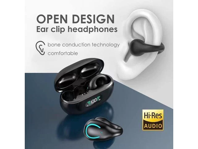Alt view image 9 of 14 - Loluka Wireless Open Ear Clip Bone Conduction Headset Headphones Earbud Earphones Clip On Open Ear Earbuds Bone Conduction Ear Buds Head Set Earbuds Bone Conducting Headphones Induction Earphones