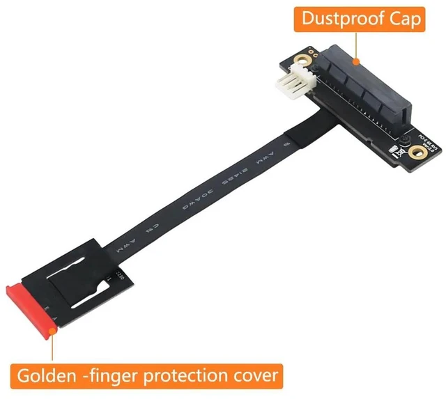 Alt view image 9 of 13 - Add On Card 270 Degree M.2 NGFF Dual Key A-E To PCI-E 4X Adapter Cable 4P FDD Power Connector M2 Key A/E to PCI Express X4 Riser