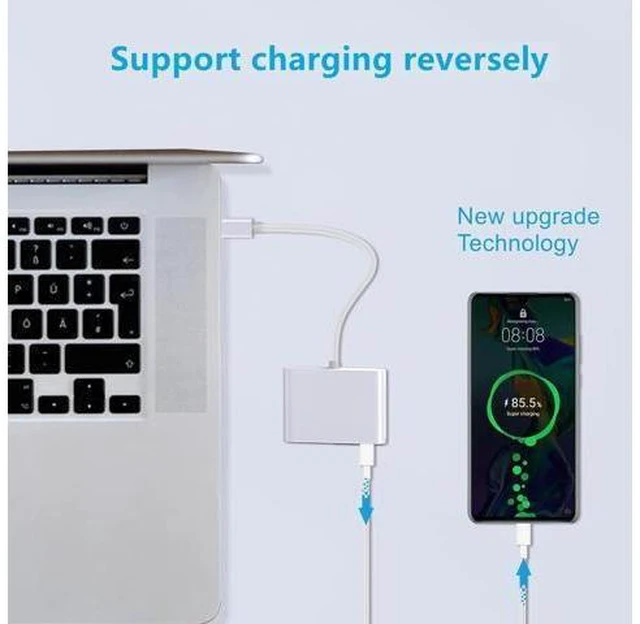 Alt view image 9 of 12 - USB-C Digital Av Multiport Adapter USB C to HDMI Adapter for iPhone 15/16 to TV Compatible with iPhone 16/15 Ipad pro Mackbook Pro