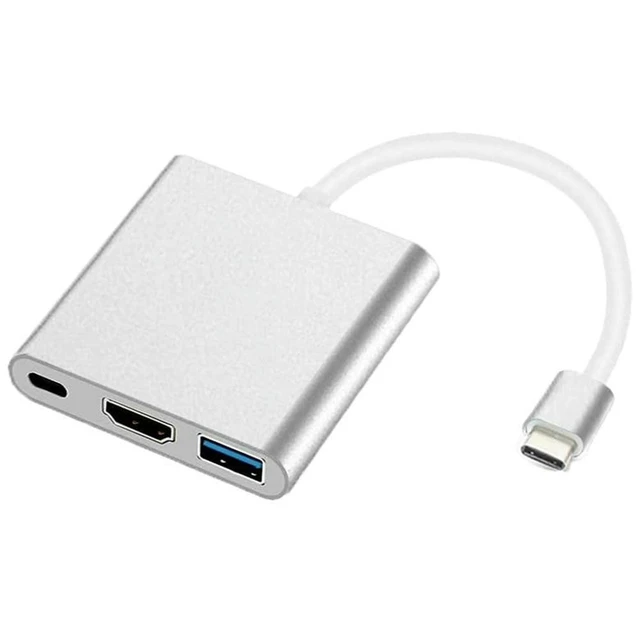 Alt view image 2 of 2 - USB C to HDMI Adapter, 3 in 1 Multiport USB Type C to 4K HDMI, USB3.0 and USB C Power Delivery Port Converter Compatible