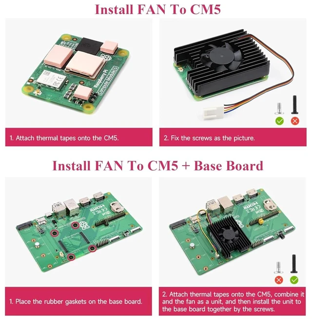Alt view image 13 of 14 - Pi CM5 Cooler Cooling Fan, Dedicated All-in-One 3007 Cooling Fan Compatible with Raspberry Pi Compute Module 5, PWM Speed Adjustable, 5V Power Supply, with Thermal Tapes