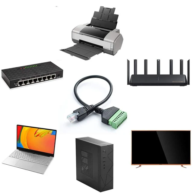 Alt view image 14 of 14 - 2Pcs RJ45 Male to 8 Pins Screw Terminal Block Adapter for Cat5 Cat6 Cat7 Ethernet Extender CCTV Digital Internet,RJ45 Male Plug to 8pins Terminal Ethernet Connector