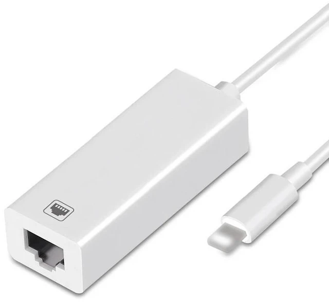 Alt view image 9 of 12 - 100Mbps Network Cable Adapter For Lightning to RJ45 Ethernet LAN Wired Overseas Travel Compact For iPhone/iPad Series