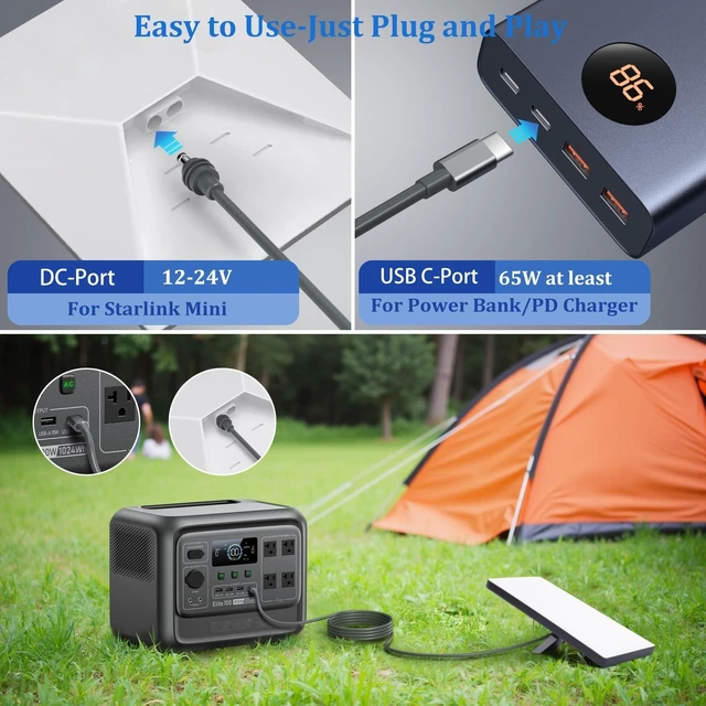 Alt view image 9 of 14 - Starlink Mini Cable 10FT, Starlink Mini USB-C to DC Power Cable Waterproof 18AWG USB Type-C to DC Power Cord for Starlinkmini Accessories Compatible with 65W+PD 20V Protocol Power Supply/Source (3M)