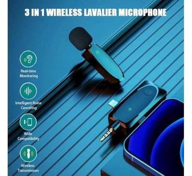 Alt view image 8 of 10 - 3 in 1 Wireless Lavalier Microphone with Audio Monitor Function Vlog Mic for Iphone Android Computer Camera
