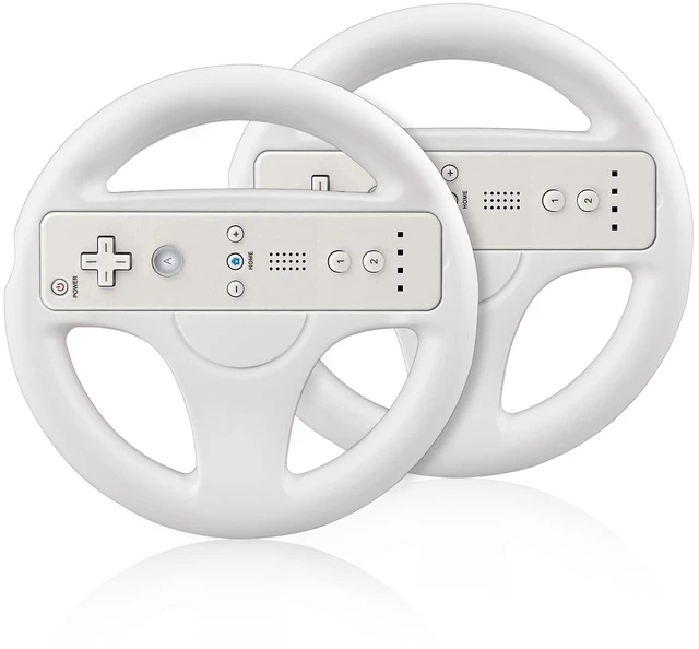 Alt view image 8 of 14 - Steering Wheel for Nintendo Wii and Wii U Remote Controller, 2 Pack Racing Wheels Games Accessories for Mario Kart (White)