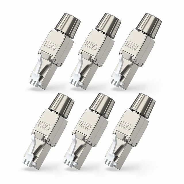 Alt view image 6 of 7 - Cat7 RJ45 Field Termination Plugs Cat6A Shielded Ethernet Connectors Tool-Free Full Metal Zinc Alloy 10GBASE-T Network Cable Ends for 23AWG Solid S/FTP Ethernet Cable PoE+ Ready 6-Pack