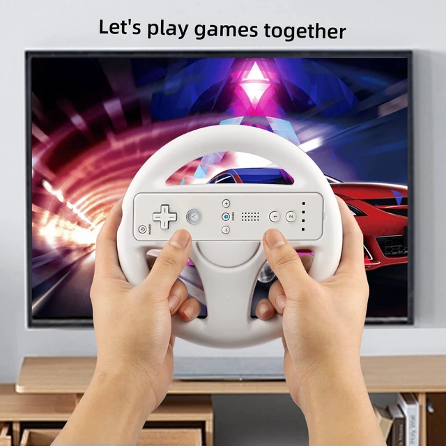 Alt view image 13 of 14 - Steering Wheel for Nintendo Wii and Wii U Remote Controller, 2 Pack Racing Wheels Games Accessories for Mario Kart (White)