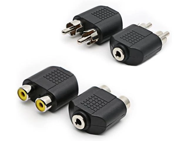 Alt view image 6 of 10 - 3.5mm to 2-RCA Audio Adapter - Nickel Plated 2 RCA Male to 3.5mm Stereo Female Connector Cable 4 Pack