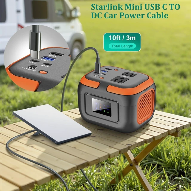 Alt view image 11 of 14 - Starlink Mini Cable 10FT, Starlink Mini USB-C to DC Power Cable Waterproof 18AWG USB Type-C to DC Power Cord for Starlinkmini Accessories Compatible with 65W+PD 20V Protocol Power Supply/Source (3M)