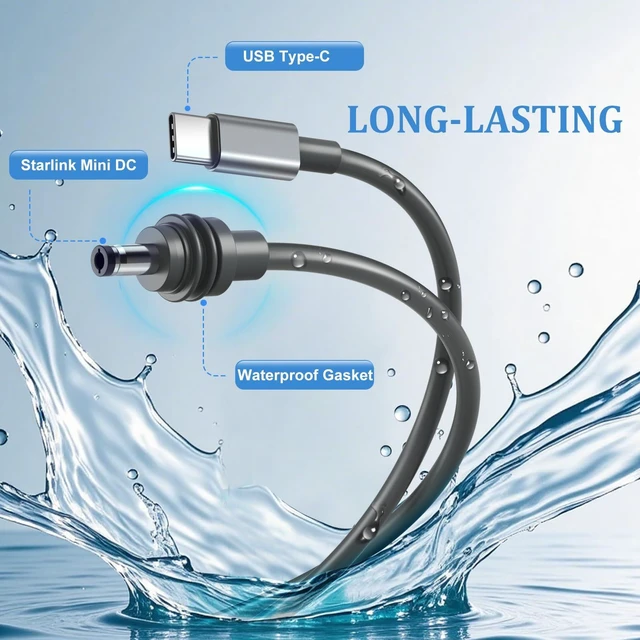 Alt view image 13 of 14 - Starlink Mini Cable 10FT, Starlink Mini USB-C to DC Power Cable Waterproof 18AWG USB Type-C to DC Power Cord for Starlinkmini Accessories Compatible with 65W+PD 20V Protocol Power Supply/Source (3M)