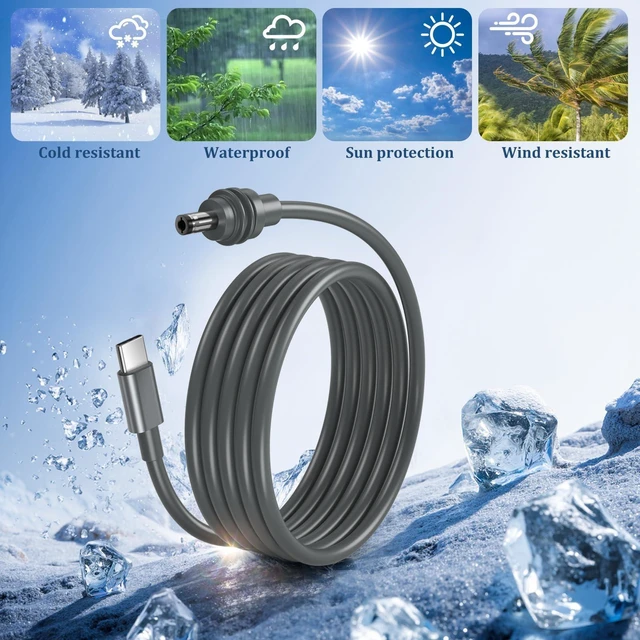 Alt view image 14 of 14 - Starlink Mini Cable 10FT, Starlink Mini USB-C to DC Power Cable Waterproof 18AWG USB Type-C to DC Power Cord for Starlinkmini Accessories Compatible with 65W+PD 20V Protocol Power Supply/Source (3M)