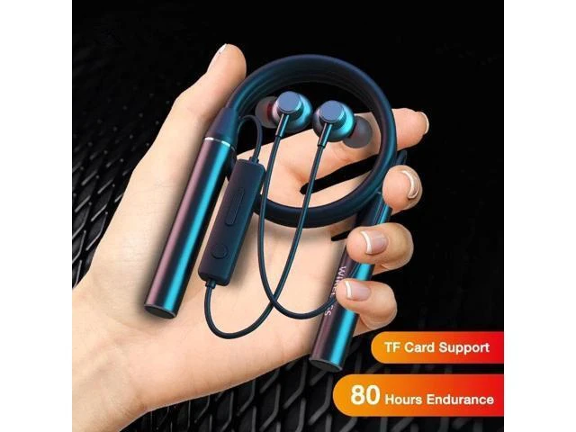 Alt view image 9 of 10 - GYM530 Wireless Neckband bluetooth Earphone 80 Hours Playback Stereo Bass Sport Headphones Earphones TF Card Magnetic Headset with Mic