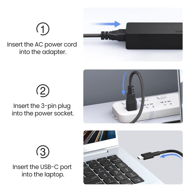 Alt view image 17 of 20 - 65W USB C Charger Compatible with Lenovo Thinkpad/Yoga/Chromebook Laptop Computer 65W 45W USB C Fast Power Adapter