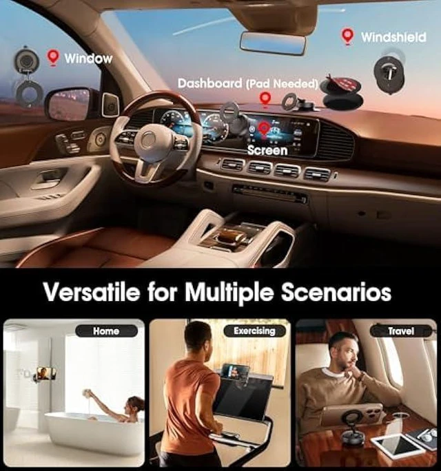 Alt view image 12 of 12 - 2026 Upgraded Vacuum Magnetic Car Phone Holder 360° Reinforced 96LBS Ultra Suction Cup Phone Mount for MagSafe Cell Phone Holders for Your Car/Gym/Mirror Mount for iPhone & Android