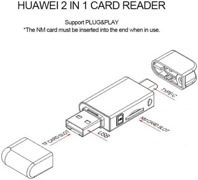 Alt view image 13 of 14 - USB-C Type C / USB 2.0 to NM Nano Memory Card & TF Micro SD Card Reader for Huawei Cell Phone & Laptop UC-361