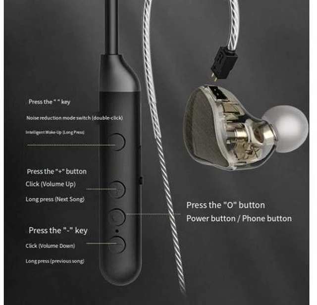 Alt view image 7 of 8 - In-ear Bluetooth headphones with high sound quality and neckband noise reduction Silver-plated double-pinch headphone cable - without microphone