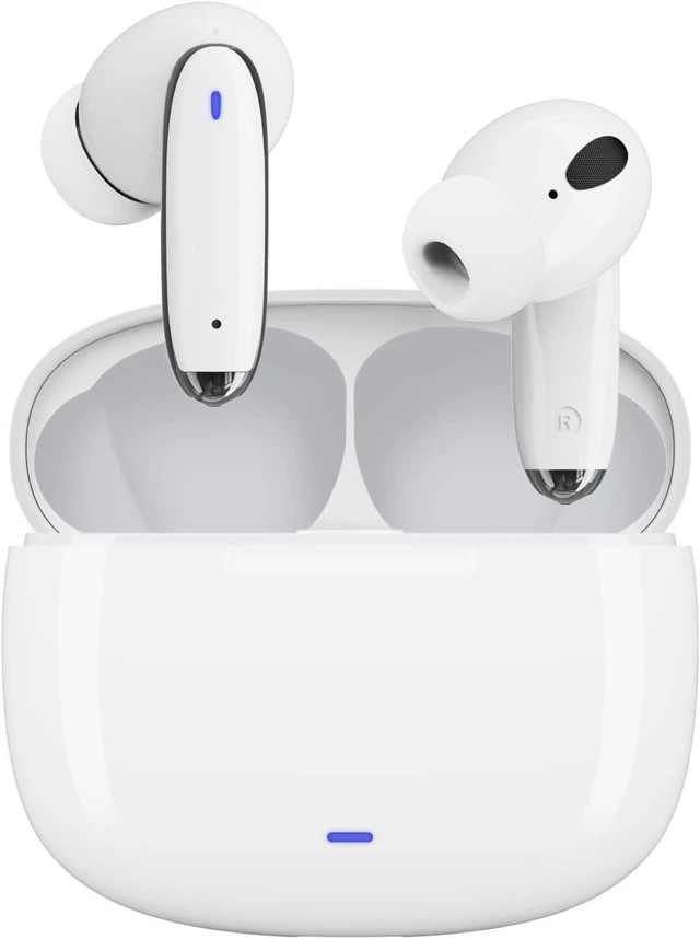 Alt view image 8 of 14 - OMK Wireless Earbuds Waterproof Headset Noise Cancelling Earphones Long Battery Bluetooth Headphones with Wireless Charging Case for iPhone Android (White)