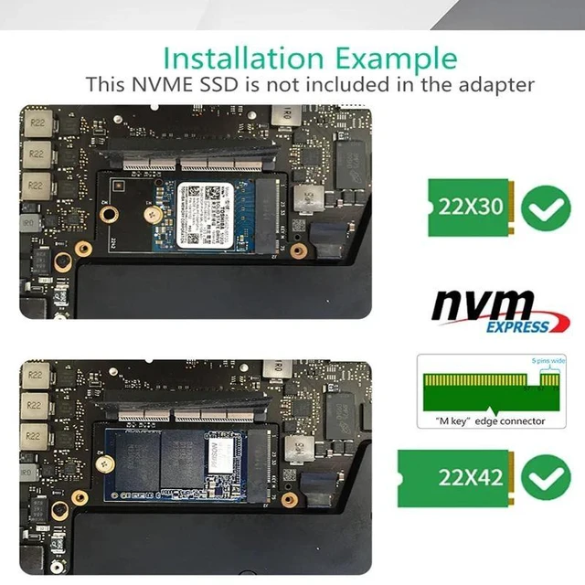 Alt view image 10 of 10 - NVME SSD Adapter for Apple Macbook A1708 Laptop NVMe PCIe M2 NGFF SSD to 2016 2017 Macbook Pro A1708 SSD Adapter Riser Card