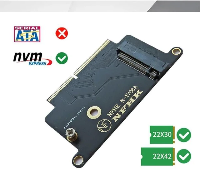 Alt view image 9 of 10 - NVME SSD Adapter for Apple Macbook A1708 Laptop NVMe PCIe M2 NGFF SSD to 2016 2017 Macbook Pro A1708 SSD Adapter Riser Card