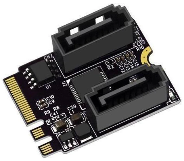 Alt view image 6 of 8 - Riser Card M.2 (A+E Key) to 2-Port SATA3.0 Expansion Card Key A+E Wifi M.2 to SATA Adapter Card Drive JMB582