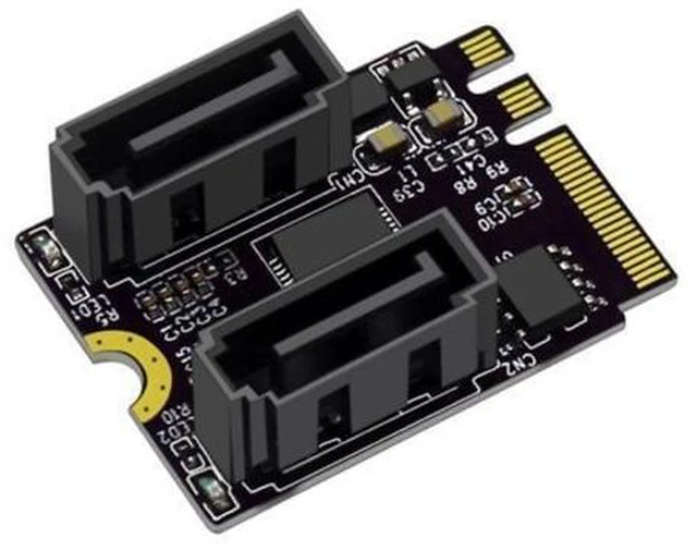 Alt view image 5 of 8 - Riser Card M.2 (A+E Key) to 2-Port SATA3.0 Expansion Card Key A+E Wifi M.2 to SATA Adapter Card Drive JMB582