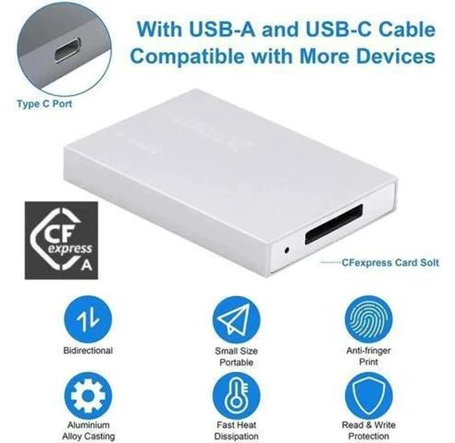 Alt view image 11 of 14 - USB3.1 Type-C USB3.0-A to CF Express Extension Card Reader for CFE Type-A Support CFA Memory Card