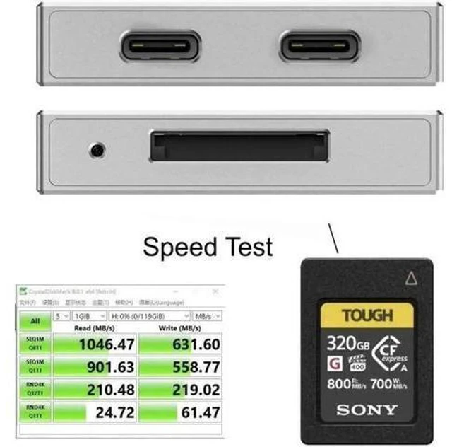 Alt view image 10 of 14 - USB3.1 Type-C USB3.0-A to CF Express Extension Card Reader for CFE Type-A Support CFA Memory Card