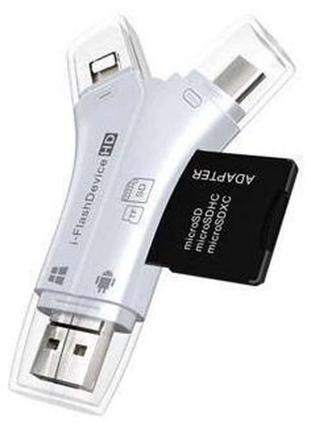 Alt view image 11 of 12 - Pattern 4 in 1 Tpe-c/Lightning/Micro USB/USB 2.0 Card Reader SD TF Card Reader For Android iPad/iPhone 7 plus OTG Reader