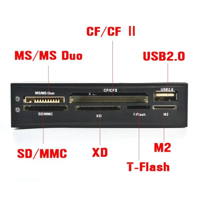 Alt view image 9 of 10 - All In 1 Internal Card Reader USB 2.0 3.5" Floopy Bay Front Panel Card Reader USB Flash Memory Card Reader