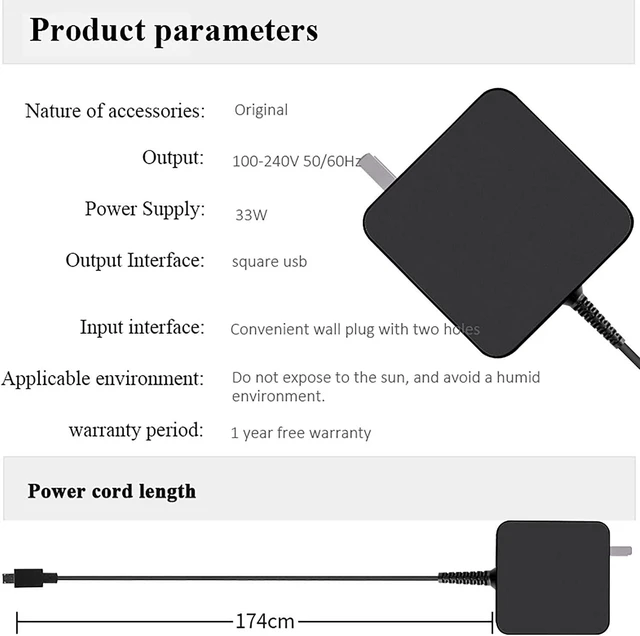 Alt view image 8 of 12 - 33W ASUS Laptop Charger AC Adapter Replacement for ASUS Eeebook X205 X205T X205TA Chromebook C100P C201 C201P C201PA Vivobook E200H E200HA AD890526 ADP-33AW ADP-33AW B Laptop Charger Power Supply Cord