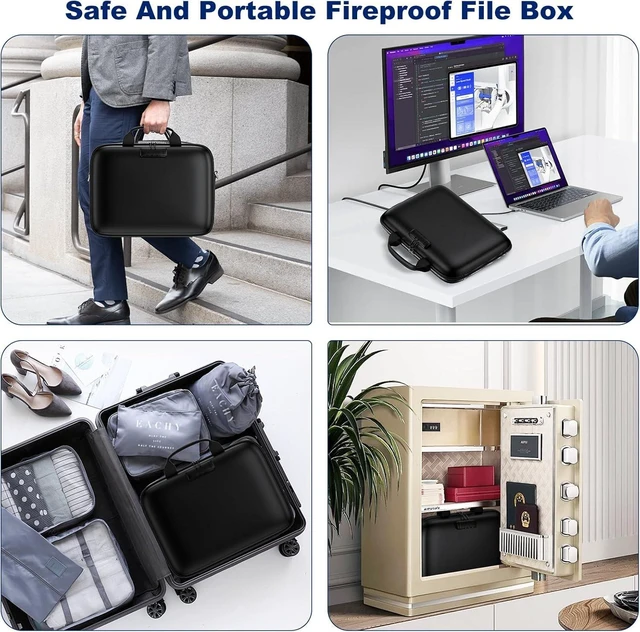 Alt view image 14 of 14 - Fireproof Document Box, Hard Case Fireproof File Organizer with Lock and 13 Pocket Accordion File Folder, Portable Safe Box for Home Office Travel to Storage Important Documents Laptop Black