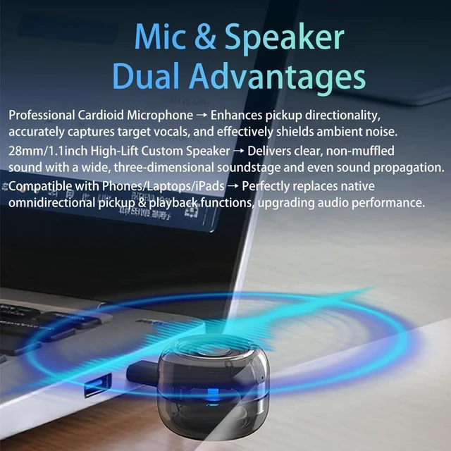 Alt view image 13 of 14 - Mini Portable Small Aux Speaker, Type-C Plug & Play Volume Amplifier for Cell Phone Laptop Tablet, for Music & Calls, No Charging Needed, Easy to Use Cool Gadgets Gifts for Seniors Elder Parents