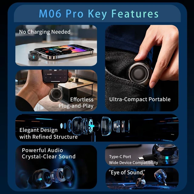 Alt view image 10 of 14 - Mini Portable Small Aux Speaker, Type-C Plug & Play Volume Amplifier for Cell Phone Laptop Tablet, for Music & Calls, No Charging Needed, Easy to Use Cool Gadgets Gifts for Seniors Elder Parents