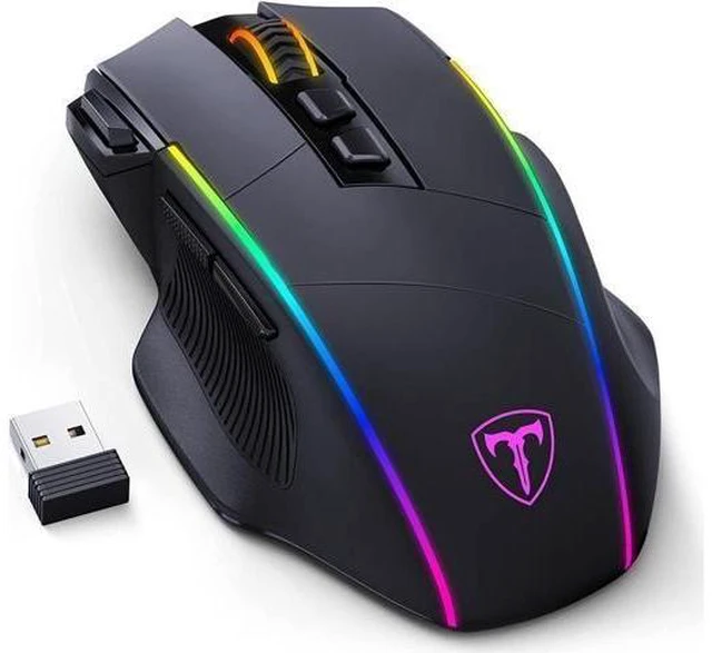 Alt view image 8 of 14 - RisoPhy Wireless Gaming Mouse,Tri-Mode 2.4G/USB-C/Bluetooth Mouse Up to 10000DPI,Chroma RGB Backlit,Ergonomic Mouse with 8 Programmable Buttons,Rechargeable Computer Mouse for Laptop,PC,Mac