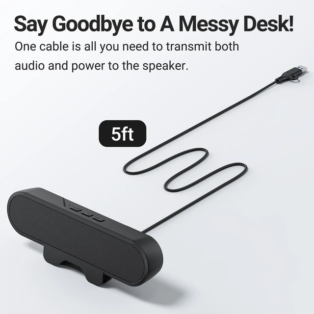 Alt view image 14 of 14 - Computer Speakers for Desktop PC, USB Monitor Speaker Bar with Clip-On, Wired Desk Speakers with HD Stereo Loud Sound, Laptop Speaker Mini Sound Bar, Easily Clamps to Monitor