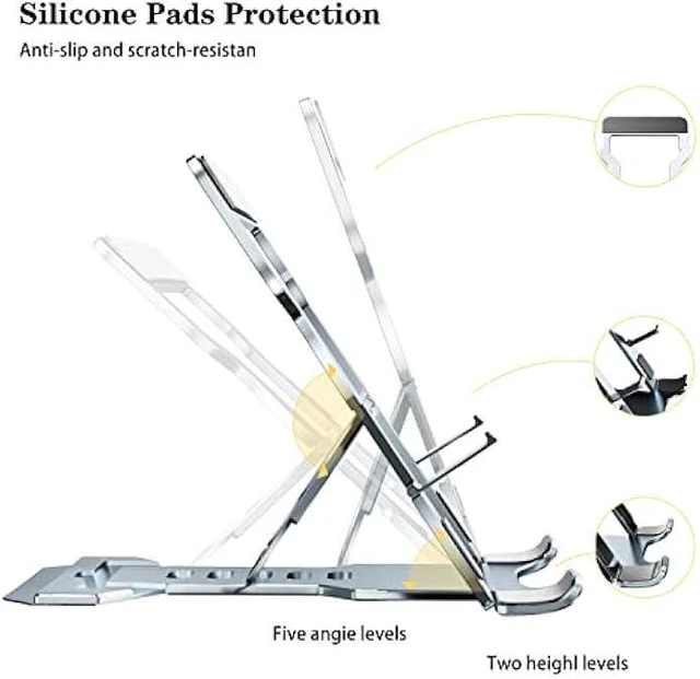 Alt view image 9 of 12 - Phone Stand for Desk, Adjustable Cell Phone Stands, Foldable Metal Phone Stands for All Smartphone