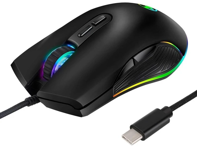 Alt view image 13 of 13 - USB C Mouse Type C Ergonomic Wired Mouse RGB Gaming Mouse Optical Mouse