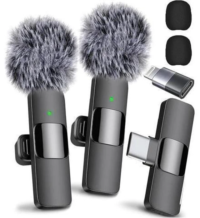Alt view image 7 of 12 - Wireless Microphone for iPhone, iPad, Android, Lavalier Microphone for Video Recording - 2-Pack iPhone Microphone Crystal Clear Recording with USB-C for Podcast Microphone, ASMR