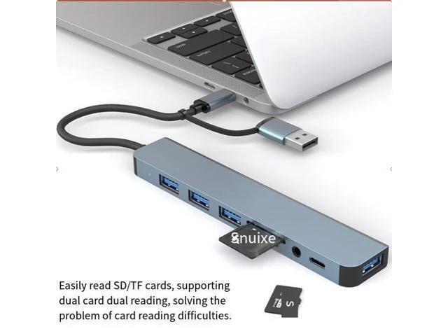 Alt view image 7 of 10 - Type-C 8-in-1 Dual-Head Expansion Dock- Multi-functional Multi-Interface Hub and Splitter for Laptops